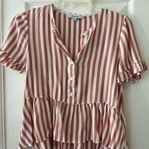 Madewell Rust and White Striped Women's Top